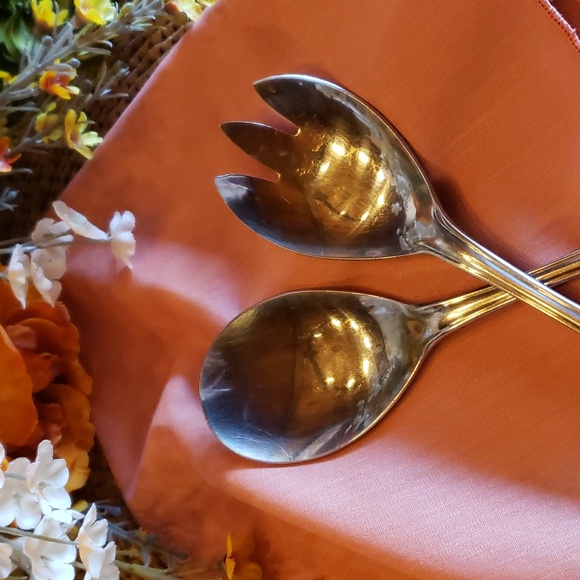 ESTIA GOURMET Cascade Floral 9 Inch Stainless Steel 2pc Salad Serving Set - RARE - Picture 3 of 7